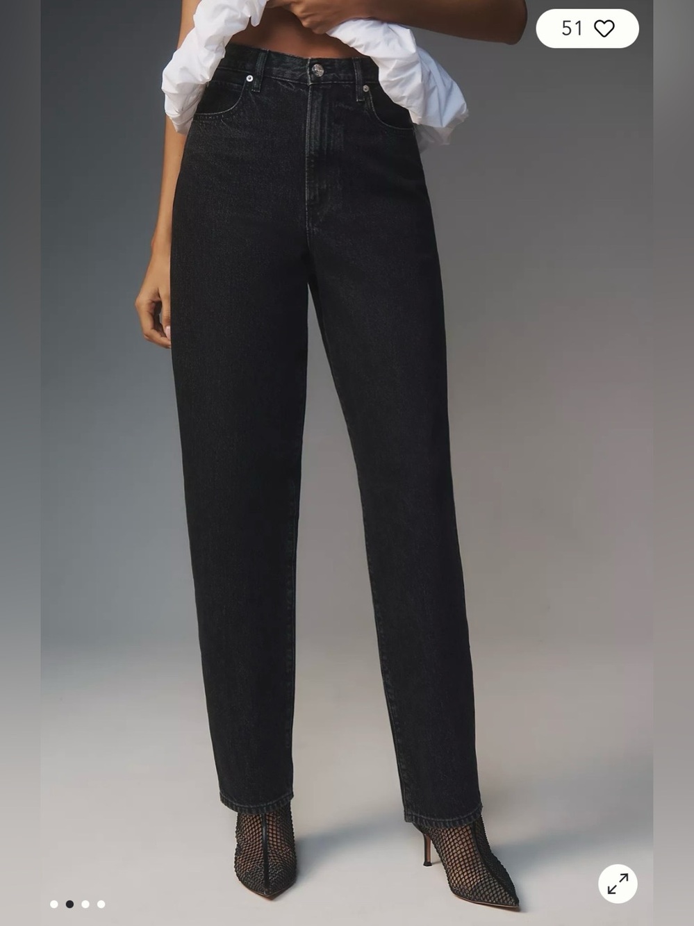 Frame Denim Black High-Rise Straight Leg Jeans